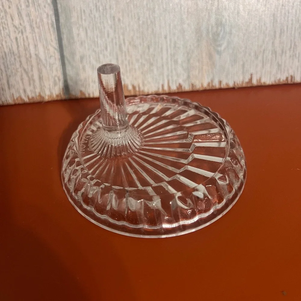 Vintage Avon 1980 Clear Pressed Glass Ring Holder‎ Sunburst Pattern Vanity Decor